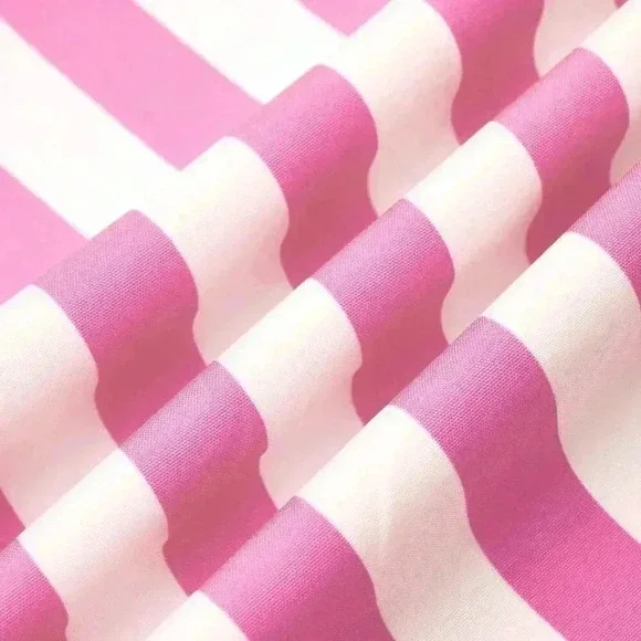 Pink Boho Women's Shoulder Strap Chest Gathered Striped Dress - Picture 5 of 5